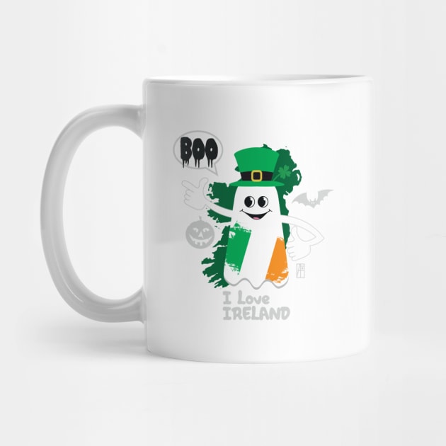 BOO GHOST with Irish flag "I love Ireland" - cute Halloween by ArtProjectShop